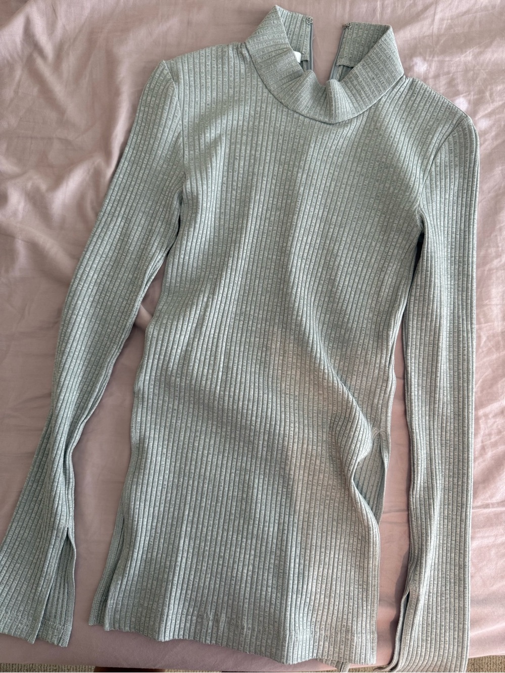 Helmut Lang Ribbed Long-Sleeve Turtleneck in grey